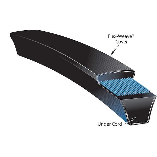 B120PC Classical V-Belt, 123 in Outside Length, 21/32 in Top Width, 13/32 in Thickness, 1 Ribs
